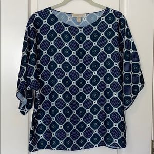 Michael Kors S NWOT Pattern Flattering Cut Blue Green Pattern short sleeve